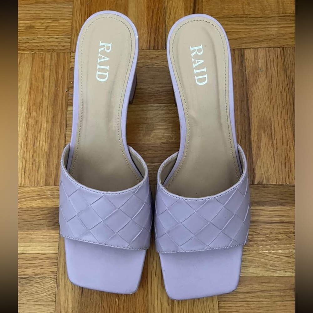 Purple Woven Heeled Mules